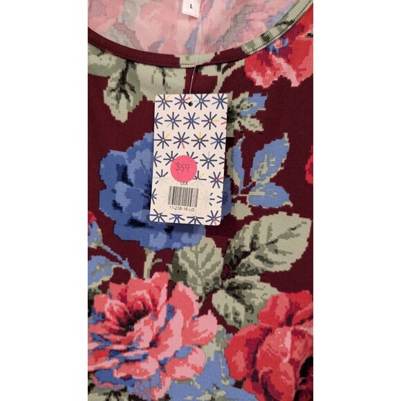 Piphany Burgundy Roses Floral Lex Dress Sz L NWT Career Casual‎ Super Soft Relax - Picture 3 of 4